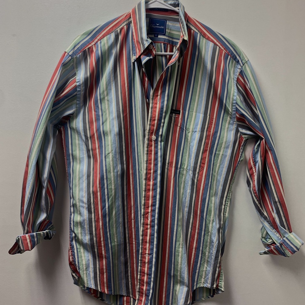 Façonnable Striped Long Sleeve Dress Shirt